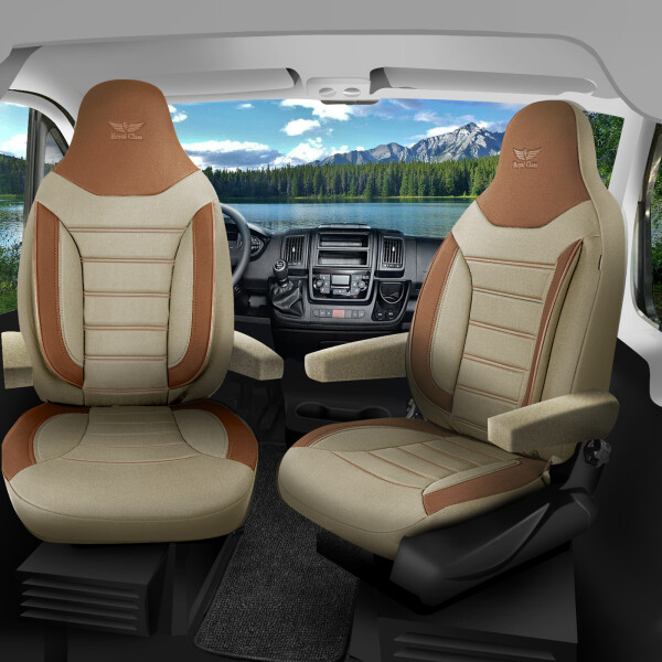 Sitzbezüge passend für Spacecamper Wohnmobil Caravan in Beige Braun Pilot 4.9
