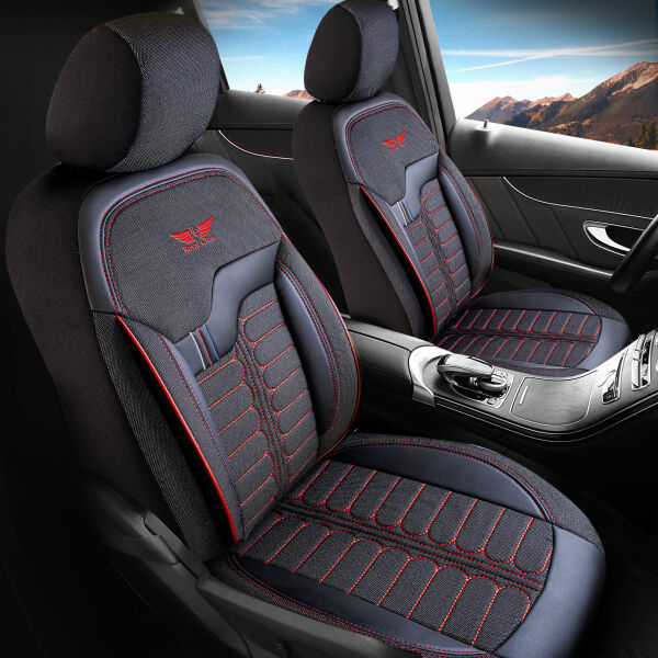 Sitzbezüge passend für Mazda 2 in Schwarz Rot