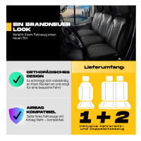 Transporter Sitzbez&uuml;ge f&uuml;r MB Sprinter ab 2018 ma&szlig;geschneidert 2+1 Sitzbank in Schwarz Grau 1181T002A2BL