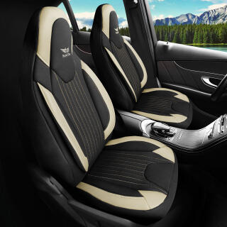 Sitzbezüge passend für Jeep Renegade in Schwarz Beige Pilot 6.13