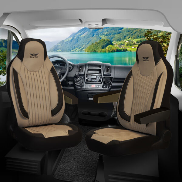 Sitzbezüge passend für Werz Wohnmobil Caravan in Beige Schwarz Pilot 6.8