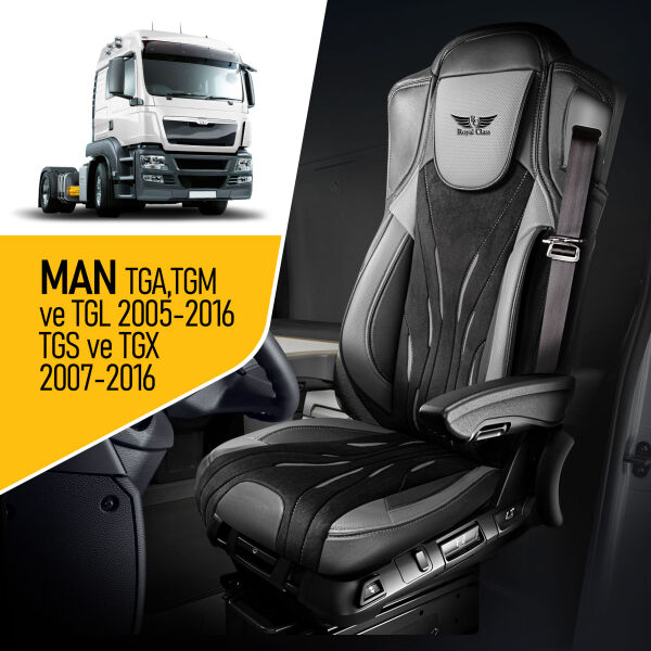 Sitzbezug passend für MAN TGM ab 2005-2016 Schwarz Grau 749S12