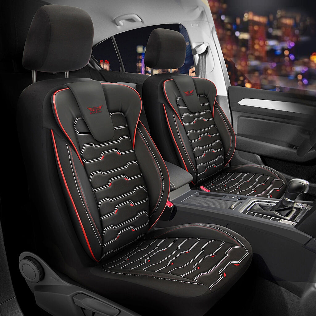 Schwarz-rot Effekt 3D Sitzbezüge für CHEVROLET CAPTIVA Autositzbezug Komplett 