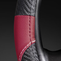 Lenkradbezug aus Kunstleder Universal f&uuml;r 37-39cm durchmesser, Dunkelrot-Schwarz