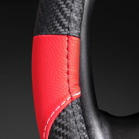 Lenkradbezug aus Kunstleder Universal f&uuml;r 37-39cm durchmesser, Rot Schwarz