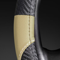 Lenkradbezug aus Kunstleder Universal f&uuml;r 37-39cm durchmesser, Beige-Schwarz