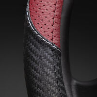 Lenkradbezug aus Kunstleder Universal f&uuml;r 37-39cm durchmesser, Dunkelrot-Schwarz