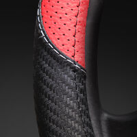 Lenkradbezug aus Kunstleder Universal f&uuml;r 37-39cm durchmesser, Rot-Schwarz