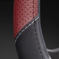 Lenkradbezug aus Kunstleder Universal f&uuml;r 37-39cm durchmesser, Dunkelrot-Schwarz