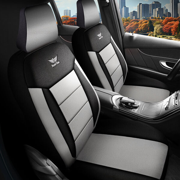 2x Schonbezüge Sitzbezüge passend für Jaguar X-Type in Grau-Schwarz