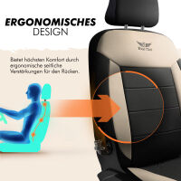 2x Schonbez&uuml;ge Sitzbez&uuml;ge passend f&uuml;r Chevrolet Spark in Beige-Schwarz
