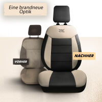 2x Schonbez&uuml;ge Sitzbez&uuml;ge passend f&uuml;r Skoda Rapid in Beige-Schwarz