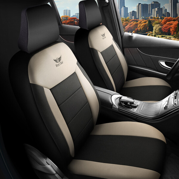 2x Schonbezüge Sitzbezüge passend für Volvo S80 in Beige-Schwarz