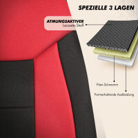 2x Schonbez&uuml;ge Sitzbez&uuml;ge passend f&uuml;r Suzuki Celerio in Rot-Schwarz