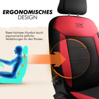 2x Schonbez&uuml;ge Sitzbez&uuml;ge passend f&uuml;r Mitsubishi Pajero in Rot-Schwarz