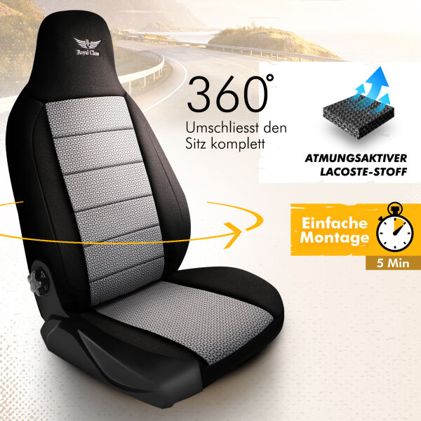 Sitzbezüge passend für Mercedes Benz CLS-Klasse in Grau-Schwarz Pilot 15.4