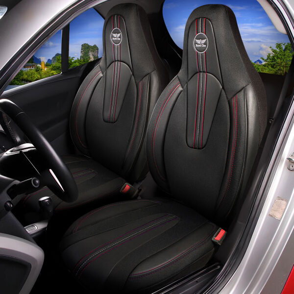 Sitzbezüge passend für Renault Twingo in Schwarz Rot Pilot 10.1