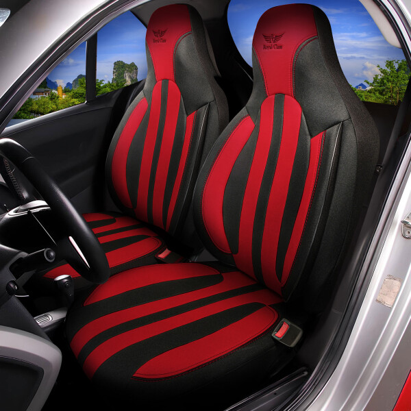 Sitzbezüge passend für Fiat 500 in Schwarz-Rot Pilot 10.3