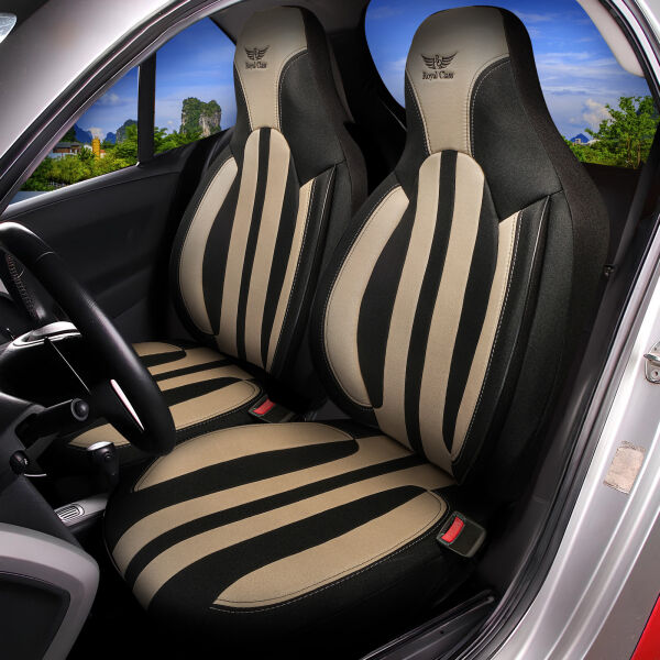Sitzbezüge passend für Fiat 500 in Schwarz Beige Pilot 10.13