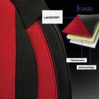 Sitzbez&uuml;ge passend f&uuml;r BMW i3 in Schwarz-Rot Pilot 10.3