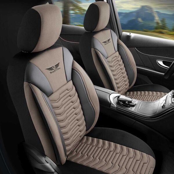 Sitzbezüge passend für Mitsubishi Outlander in Schwarz Beige