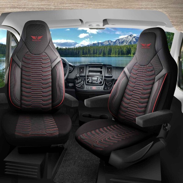 Sitzbezüge passend für Joko Wohnmobil Caravan in Schwarz Rot 1053P002