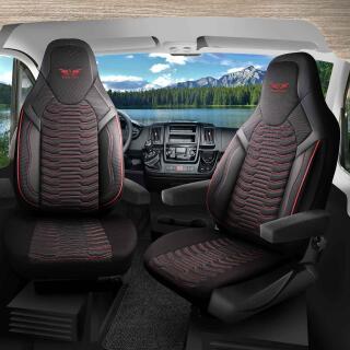 Sitzbezüge passend für Natürliche Reisemobile Wohnmobil Caravan in Schwarz Rot 1053P002