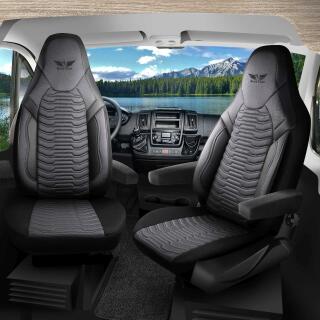 Sitzbezüge passend für 2 in1- Mobil Wohnmobil Caravan in Grau Schwarz 1053P050
