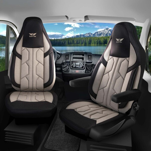 Sitzbezüge passend für Werz Wohnmobil Caravan in Beige Schwarz 1098P043