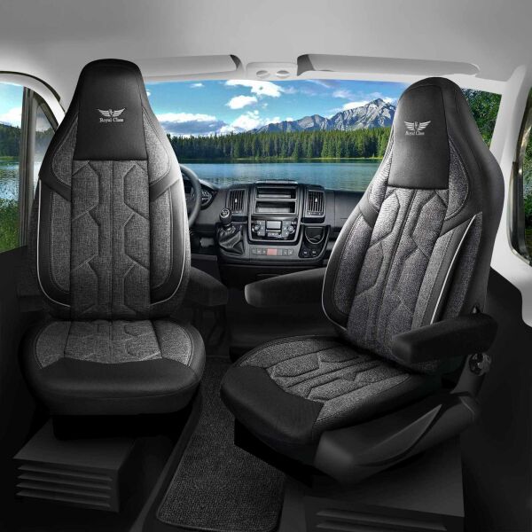 Sitzbezüge passend für Tonke Campers Wohnmobil Caravan in Schwarz Grau 1098P057