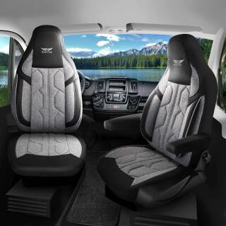 Sitzbezüge passend für Etrusco Wohnmobil Caravan in Hellgrau Schwarz 1098P073