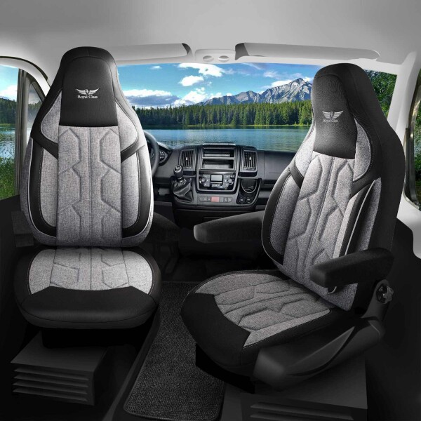 Sitzbezüge passend für Summermobil Wohnmobil Caravan in Hellgrau Schwarz 1098P073