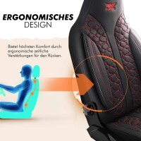 Sitzbez&uuml;ge passend f&uuml;r Nissan Pathfinder in Schwarz Rot 1099P002