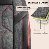 Sitzbez&uuml;ge passend f&uuml;r Seat Altea in Schwarz Dunkelgrau Rot 1098P052