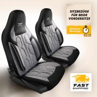 Sitzbez&uuml;ge passend f&uuml;r Skoda Fabia in Grau Schwarz 1098P073
