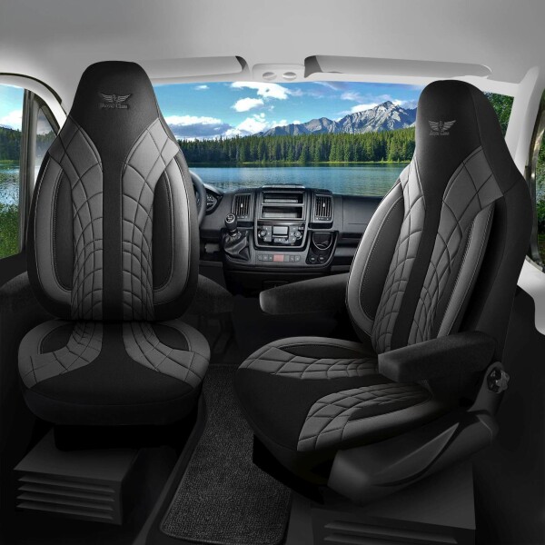 Sitzbezüge passend für C-tech Wohnmobil Caravan in Grau Schwarz 1100P053