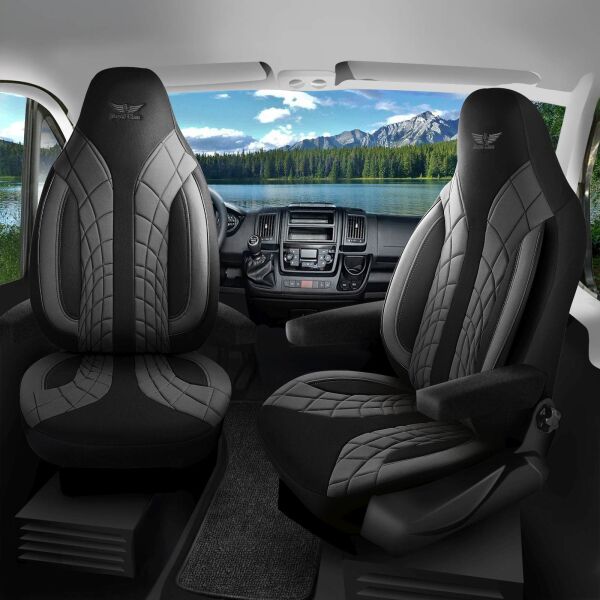 Sitzbezüge passend für Wanner Wohnmobil Caravan in Grau Schwarz 1100P053