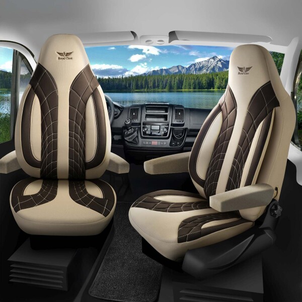 Sitzbezüge passend für Peugeot Wohnmobil Caravan in Beige Braun 1100P103