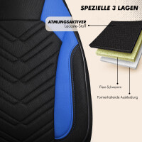 Sitzbez&uuml;ge passend f&uuml;r Chevrolet Matiz in Schwarz Blau 1255P011