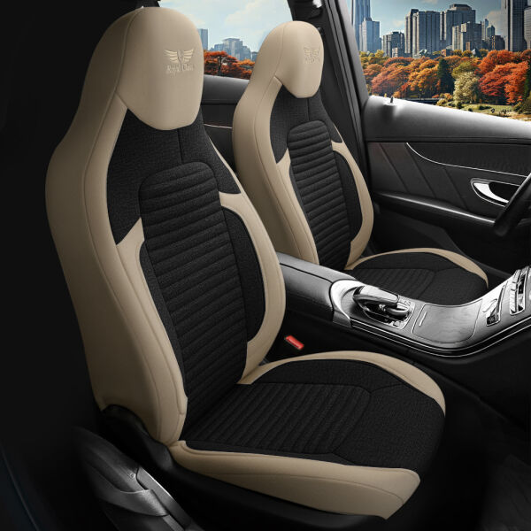 Sitzbezüge (Pilot) passend für Suzuki Kizashi in Schwarz Beige 1256P015