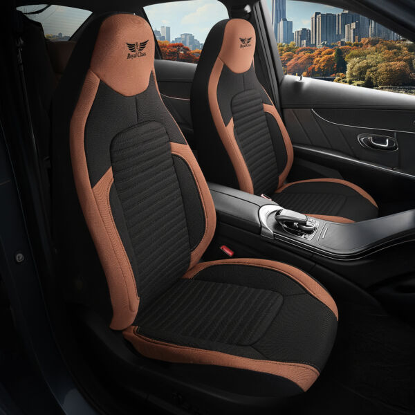 2x Sitzbezüge (Pilot) passend für Fiat Punto in Braun Schwarz 1256P018