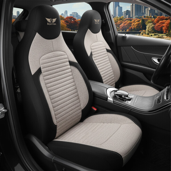 Sitzbezüge (Pilot) passend für Audi Q5 in Beige Schwarz 1256P043