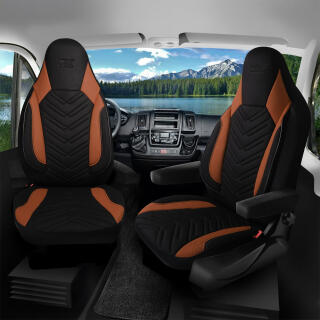 Sitzbezüge passend für AHORN Wohnmobil Caravan in Schwarz Braun 1255P018