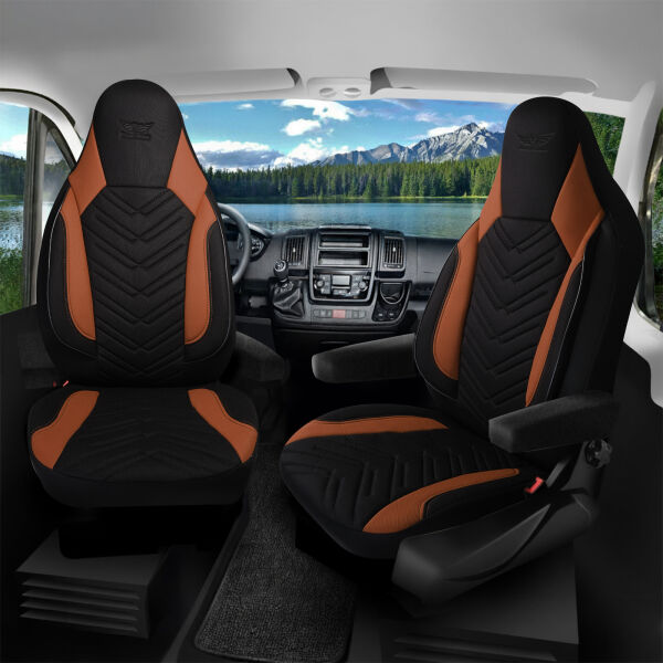 Sitzbezüge passend für Clever Wohnmobil Caravan in Schwarz Braun 1255P018