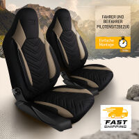 Sitzbez&uuml;ge passend f&uuml;r ACSI H&uuml;nerkopf Wohnmobil Caravan in Schwarz Beige 1255P043