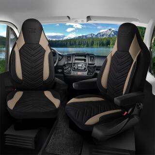 Sitzbezüge passend für FENDT Caravan Wohnmobil Caravan in Schwarz Beige 1255P043