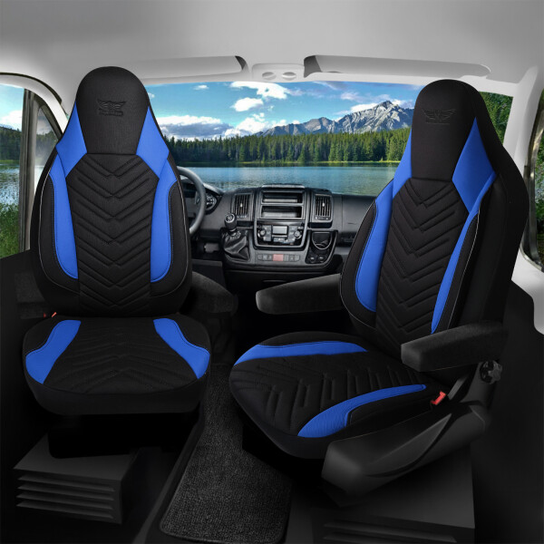 Sitzbezüge passend für Neureuther Wohnmobil Caravan in Schwarz Blau 1255P011