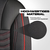 Transporter Sitzbez&uuml;ge f&uuml;r Fiat Doblo 2023+ in Schwarz Rot 130803001R ma&szlig;geschneidert 2+1