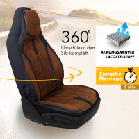 Sitzbez&uuml;ge (Pilot) passend f&uuml;r Toyota Land Cruiser in Braun Schwarz DLX2091