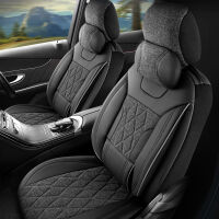 Sitzbez&uuml;ge passend f&uuml;r Mercedes Benz GLE-Klasse Schwarz Grau Raute Komplett